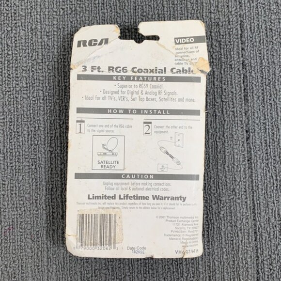 Lot of 2 RCA 3 Ft. RG6 Coaxial Cable Video for Digital & Analog Signals VH603WH - Picture 11 of 12